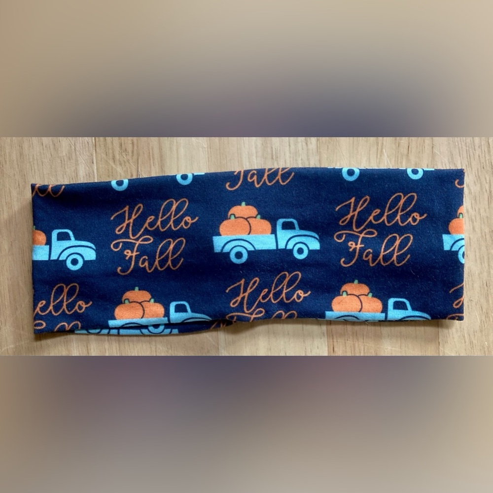 Hello Fall Pumpkin Farm Truck Headband W/Buttons